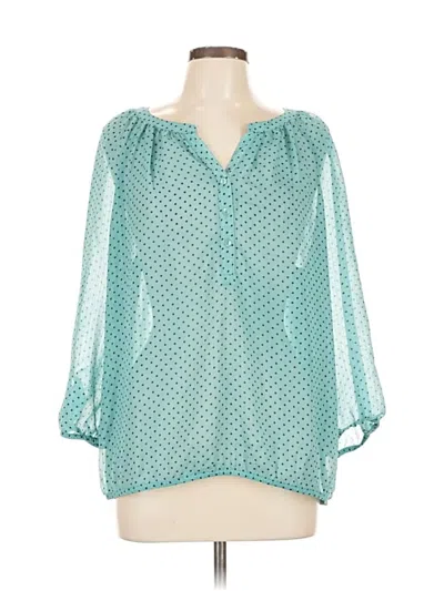 Pre-owned Liz Claiborne 3/4 Sleeve Blouse In Blue