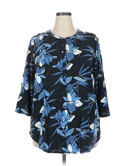 Pre-owned Liz Claiborne 3/4 Sleeve Blouse In Blue