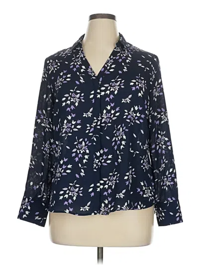 Pre-owned Liz Claiborne 3/4 Sleeve Blouse In Blue