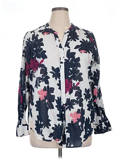 Pre-owned Liz Claiborne 3/4 Sleeve Blouse In Blue