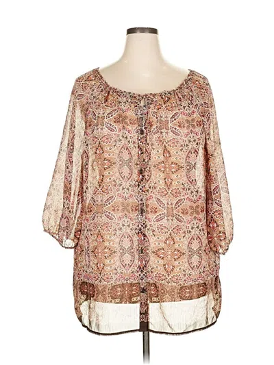 Pre-owned Liz Claiborne 3/4 Sleeve Blouse In Brown