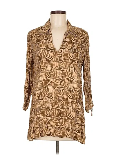 Pre-owned Liz Claiborne 3/4 Sleeve Blouse In Brown