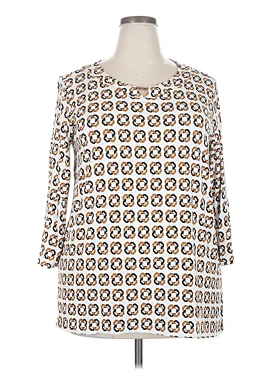 Pre-owned Liz Claiborne 3/4 Sleeve Blouse In Brown