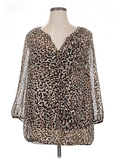 Pre-owned Liz Claiborne 3/4 Sleeve Blouse In Brown