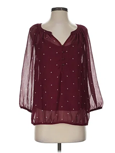 Pre-owned Liz Claiborne 3/4 Sleeve Blouse In Burgundy