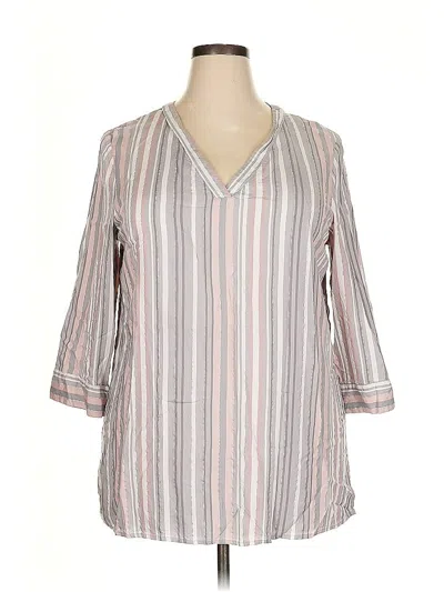 Pre-owned Liz Claiborne 3/4 Sleeve Blouse In Gray