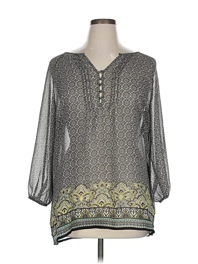 Pre-owned Liz Claiborne 3/4 Sleeve Blouse In Gray