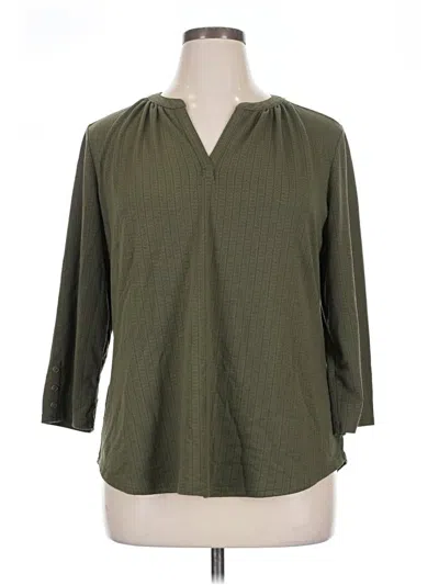 Pre-owned Liz Claiborne 3/4 Sleeve Blouse In Green