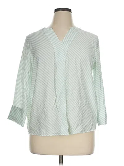 Pre-owned Liz Claiborne 3/4 Sleeve Blouse In Green
