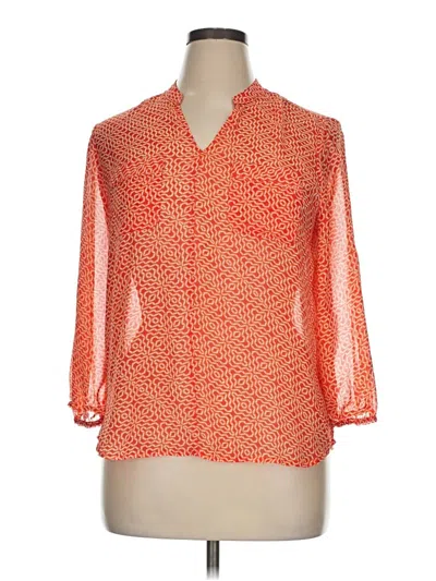 Pre-owned Liz Claiborne 3/4 Sleeve Blouse In Orange