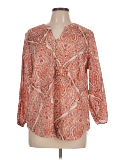 Pre-owned Liz Claiborne 3/4 Sleeve Blouse In Orange