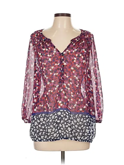 Pre-owned Liz Claiborne 3/4 Sleeve Blouse In Purple