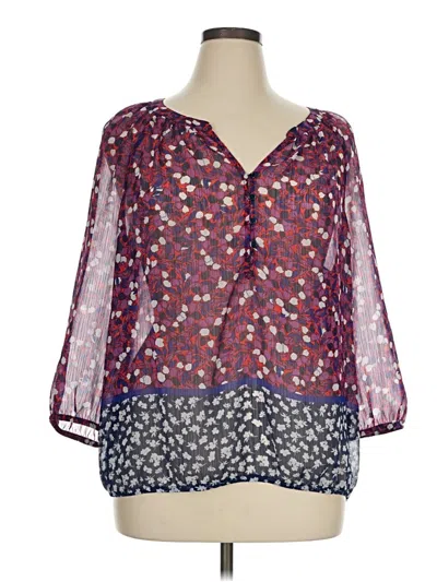 Pre-owned Liz Claiborne 3/4 Sleeve Blouse In Purple