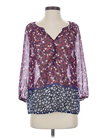 Pre-owned Liz Claiborne 3/4 Sleeve Blouse In Purple