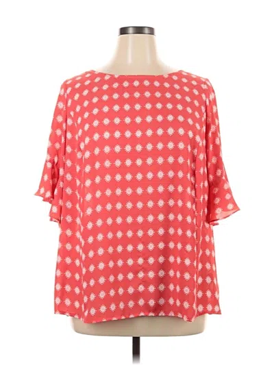 Pre-owned Liz Claiborne 3/4 Sleeve Blouse In Red