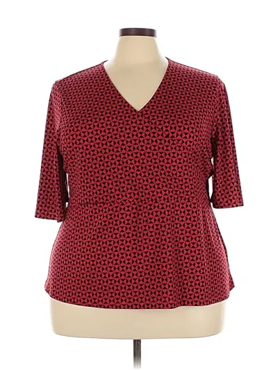 Pre-owned Liz Claiborne 3/4 Sleeve Blouse In Red