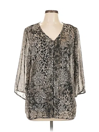 Pre-owned Liz Claiborne 3/4 Sleeve Blouse In Silver