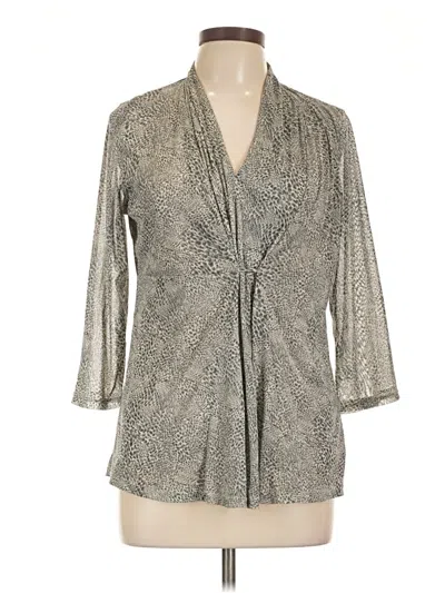 Pre-owned Liz Claiborne 3/4 Sleeve Blouse In Silver