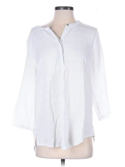 Pre-owned Liz Claiborne 3/4 Sleeve Blouse In White