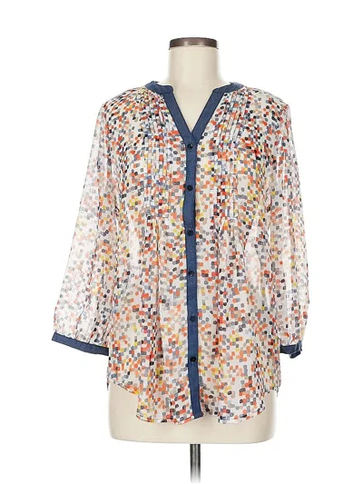 Pre-owned Liz Claiborne 3/4 Sleeve Blouse In White