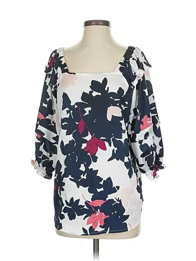 Pre-owned Liz Claiborne 3/4 Sleeve Blouse In White