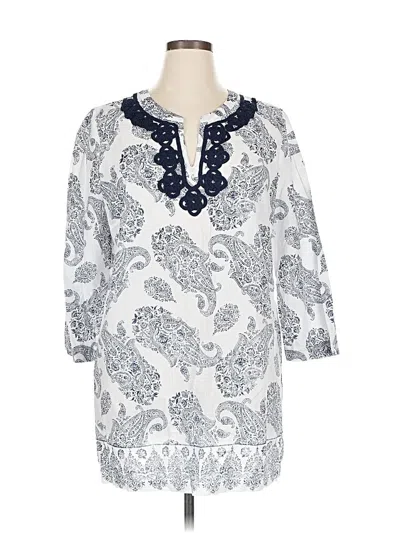 Pre-owned Liz Claiborne 3/4 Sleeve Blouse In White