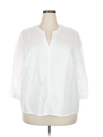 Pre-owned Liz Claiborne 3/4 Sleeve Blouse In White