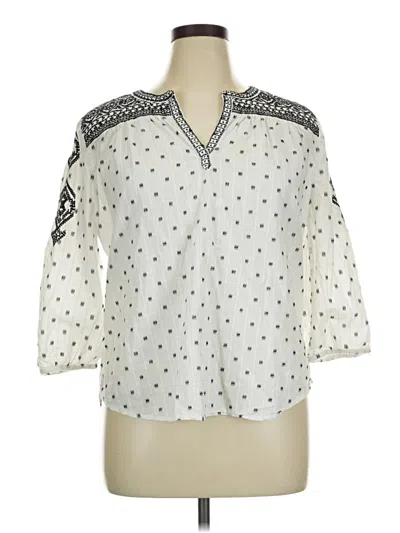 Pre-owned Liz Claiborne 3/4 Sleeve Blouse In White