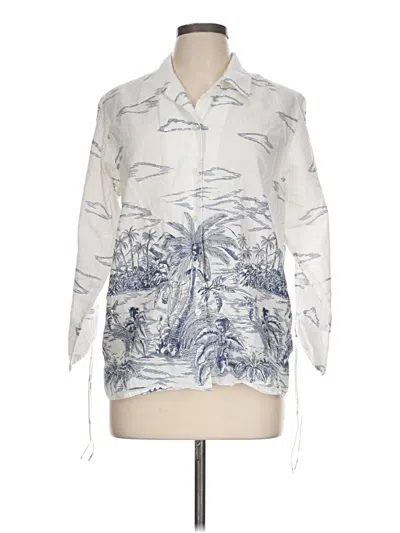 Pre-owned Liz Claiborne 3/4 Sleeve Blouse In White