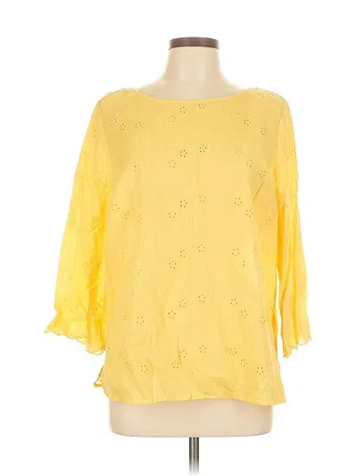 Pre-owned Liz Claiborne 3/4 Sleeve Blouse In Yellow