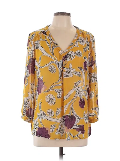 Pre-owned Liz Claiborne 3/4 Sleeve Blouse In Yellow