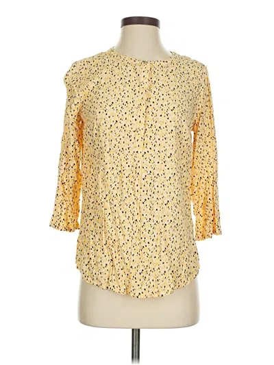 Pre-owned Liz Claiborne 3/4 Sleeve Blouse In Yellow
