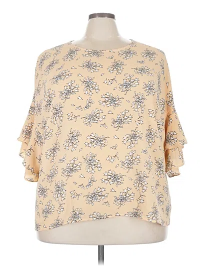 Pre-owned Liz Claiborne 3/4 Sleeve Blouse In Yellow