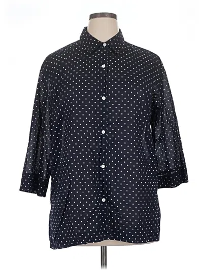 Pre-owned Liz Claiborne 3/4 Sleeve Button Down Shirt In Black