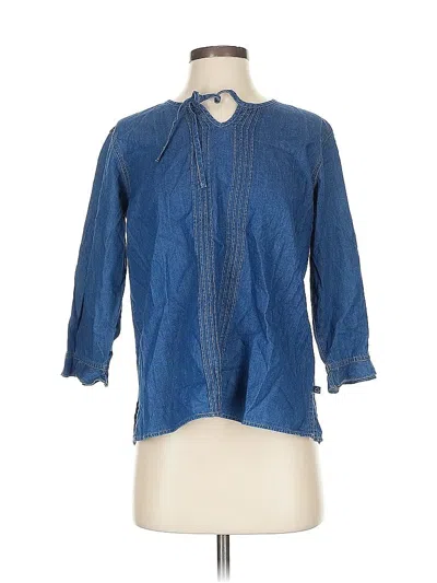 Pre-owned Liz Claiborne 3/4 Sleeve Button Down Shirt In Blue