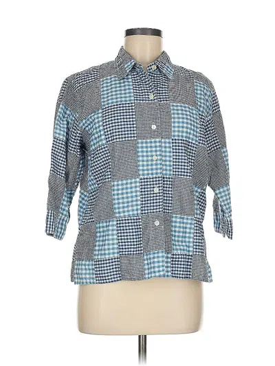 Pre-owned Liz Claiborne 3/4 Sleeve Button Down Shirt In Blue