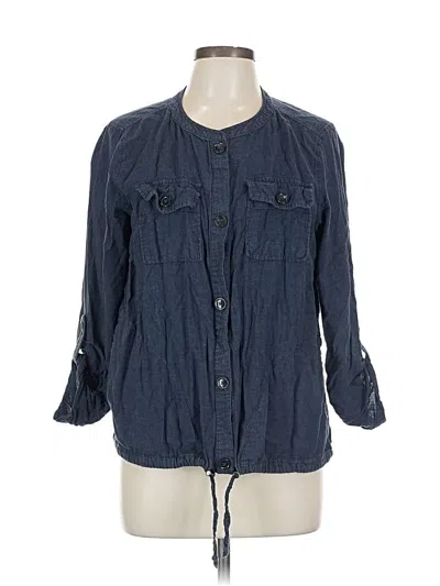Pre-owned Liz Claiborne 3/4 Sleeve Button Down Shirt In Blue