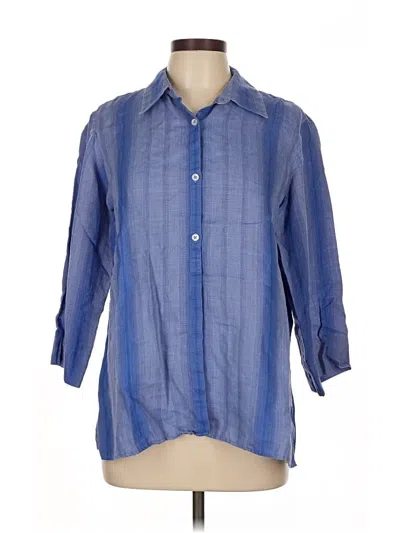 Pre-owned Liz Claiborne 3/4 Sleeve Button Down Shirt In Blue