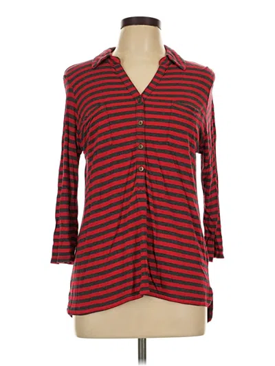 Pre-owned Liz Claiborne 3/4 Sleeve Button Down Shirt In Burgundy