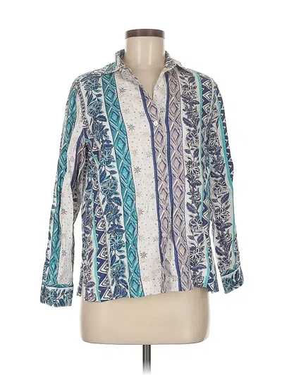 Pre-owned Liz Claiborne 3/4 Sleeve Button Down Shirt In Green