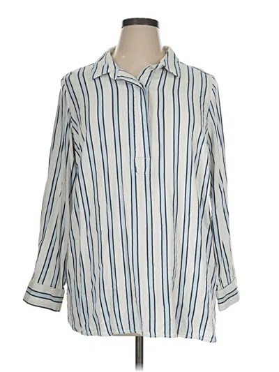 Pre-owned Liz Claiborne 3/4 Sleeve Button Down Shirt In Ivory