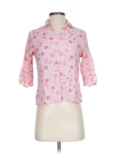 Pre-owned Liz Claiborne 3/4 Sleeve Button Down Shirt In Pink