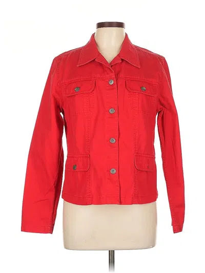 Pre-owned Liz Claiborne 3/4 Sleeve Button Down Shirt In Red