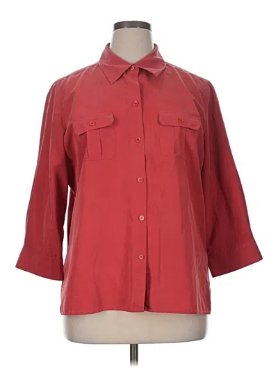 Pre-owned Liz Claiborne 3/4 Sleeve Button Down Shirt In Red