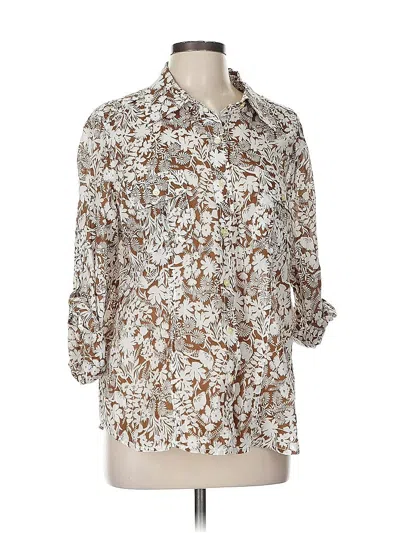 Pre-owned Liz Claiborne 3/4 Sleeve Button Down Shirt In White