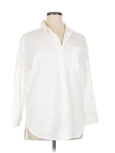 Pre-owned Liz Claiborne 3/4 Sleeve Button Down Shirt In White