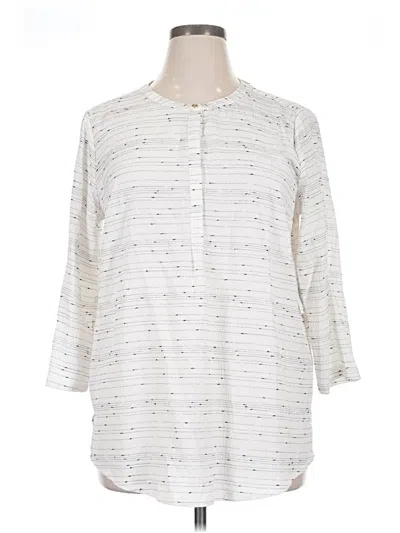 Pre-owned Liz Claiborne 3/4 Sleeve Button Down Shirt In White
