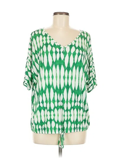 Pre-owned Liz Claiborne 3/4 Sleeve T-shirt In Green