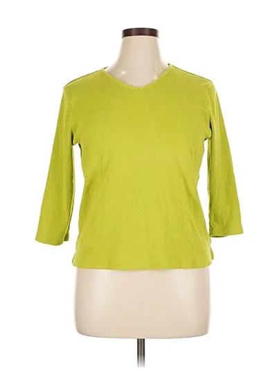Pre-owned Liz Claiborne 3/4 Sleeve T-shirt In Green