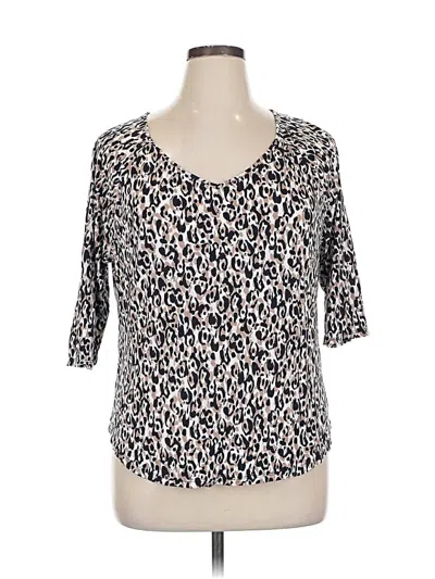 Pre-owned Liz Claiborne 3/4 Sleeve T-shirt In White